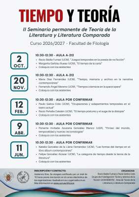 Calendario de sesiones del II Seminario permanente de Teoría de la Literatura y Literatura Comparada